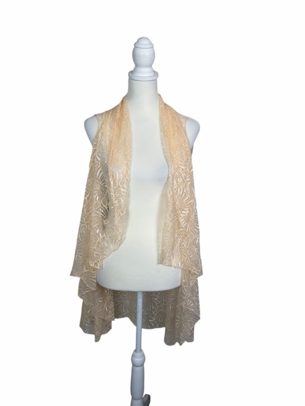 Arianna by Howard’s Lace Vest Kimono Cardigan One Size Boho Duster Sheer Overlay